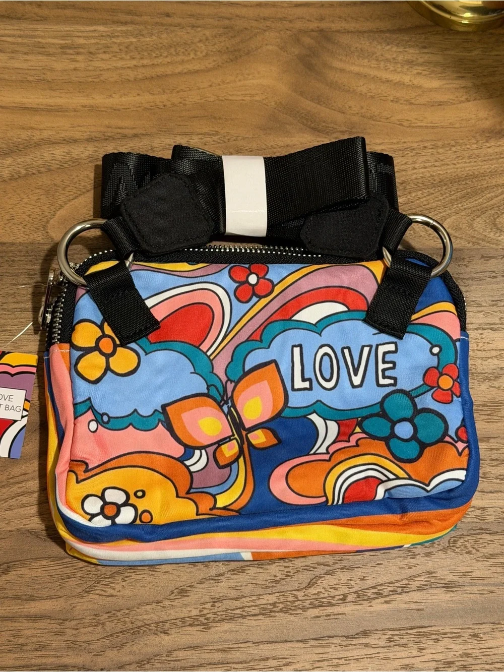 Brighton NWT Multicolored Floral Power Of Love Crossbody Bag Art Whimsical Chic